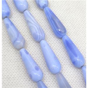 blue Agate teardrop beads, approx 10x30mm, 13pcs per st
