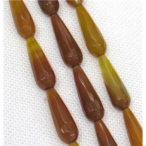 orange Agate beads, faceted teardrop, approx 10x30mm, 13pcs per st