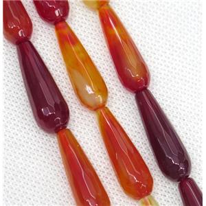 orange Agate beads, faceted teardrop, approx 10x30mm, 13pcs per st