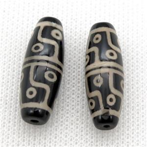 black tibetan style agate beads, oval, approx 10-40mm