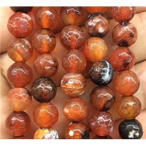 red fire agate beads, faceted round, approx 12mm dia