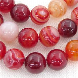 round deepred striped Agate Beads, approx 12mm dia
