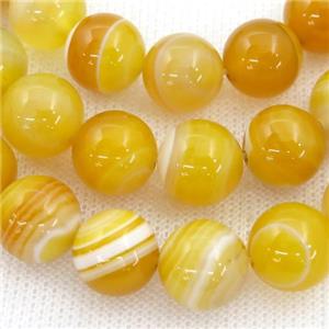 round striped Agate beads, golden, approx 4mm dia