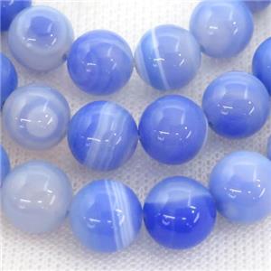 round striped Agate Beads, blue, approx 12mm dia