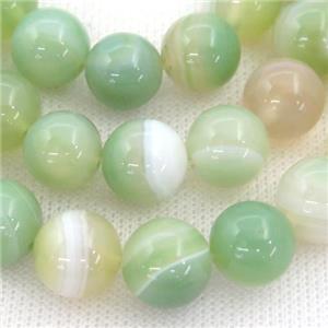 round striped Agate Beads, green, approx 10mm dia