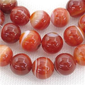 round striped Agate Beads, red, approx 10mm dia