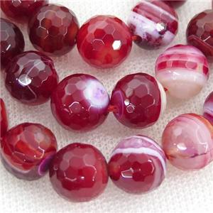 faceted round Striped Agate Beads, christmas red, A grade, approx 8mm dia