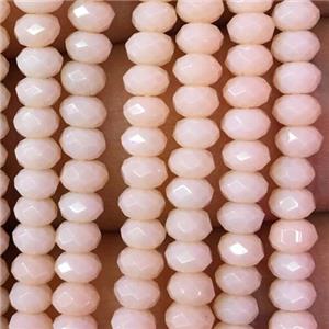 Jade beads, pink dye, faceted rondelle, approx 2x4mm