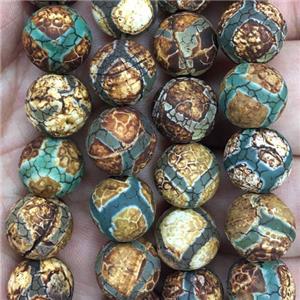 round Tibetan Agate Beads, football, approx 12mm dia