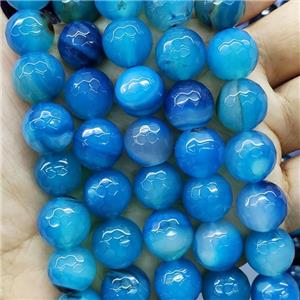 blue Agate Beads, faceted round, approx 10mm dia