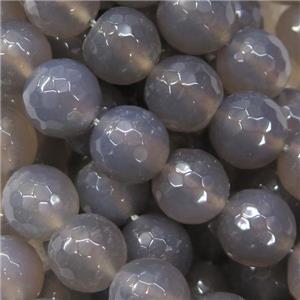 gray Agate Beads, faceted round, approx 14mm dia