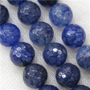 blue Veins Agate Beads, faceted round, approx 12mm dia