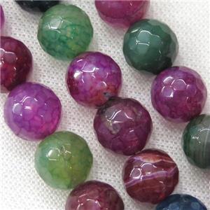 faceted round veins Agate Beads, mixed color, approx 12mm dia