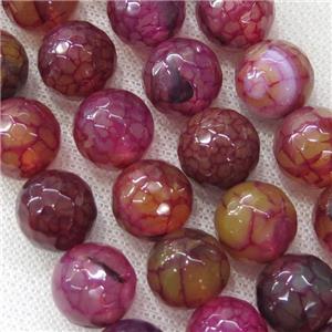 red veins Agate beads, faceted round, approx 12mm dia