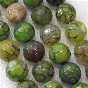 green veins Agate Beads, faceted round, approx 8mm dia