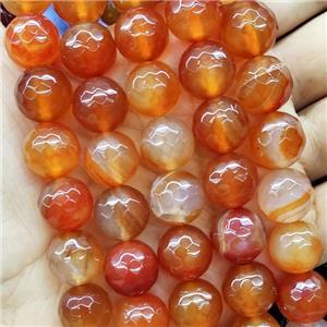 red Agate Beads, faceted round, approx 10mm dia