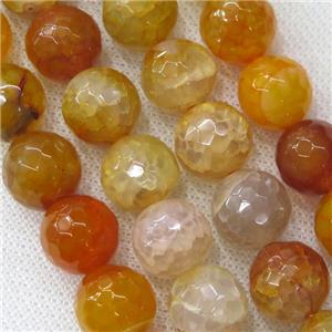 orange crackle Agate Beads, faceted round, approx 8mm dia