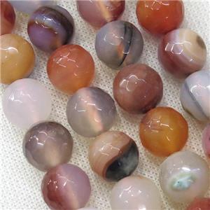 natural Agate Beads, faceted round, mixed color, approx 10mm dia