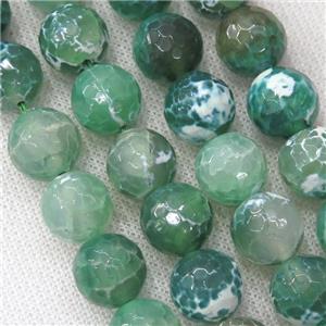 green Fire Agate Beads, faceted round, approx 14mm dia