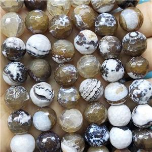 coffee Fire Agate Beads, faceted round, approx 10mm dia
