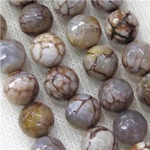 coffee veins Agate Beads, faceted round, approx 8mm dia