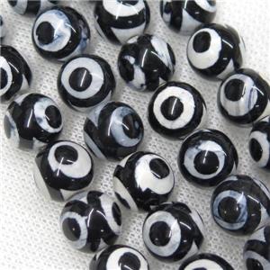 round black Tibetan Agate eye Beads, approx 10mm dia