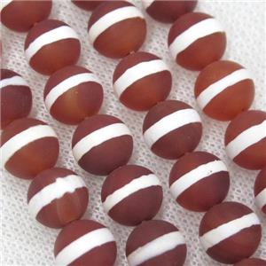 Round Matte Red Tibetan Agate Beads Line, approx 8mm dia