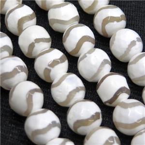 faceted round Tibetan Agate Beads, wave, approx 6mm dia
