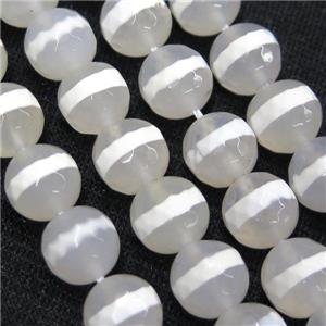 faceted round Tibetan Agate Beads, line, approx 8mm dia