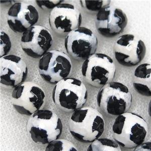 faceted round Tibetan Agate Beads, football, approx 6mm dia