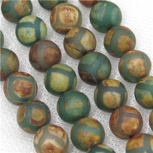 round green Tibetan Agate Beads, football, matte, approx 8mm dia