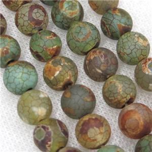 round green crackle tibetan agate beads, eye, approx 6mm dia