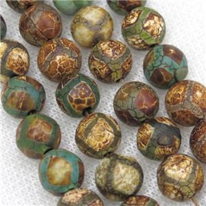 round green crackle Tibetan Agate Beads, football, approx 10mm dia