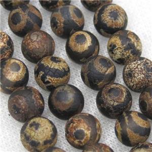 round black crackle Tibetan Agate Beads, eye, approx 10mm dia
