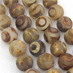 round tibetan agate beads, eye, antique coffee, approx 10mm dia
