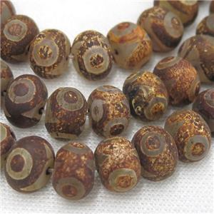 matte tibetan agate rondelle beads, football, antique coffee, approx 15x20mm