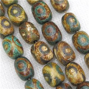Tibetan Agate barrel beads, eye, approx 8x14mm