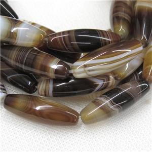 coffee striped Agate rice beads, approx 10x30mm