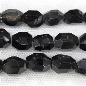natural black Agate nugget beads, freeform, approx 10-16mm
