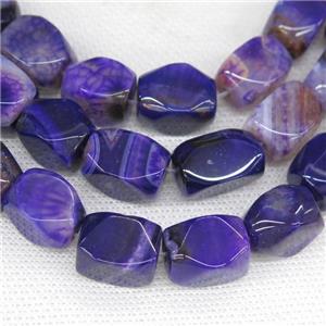 purple Agate beads, faceted cuboid, approx 11-18mm