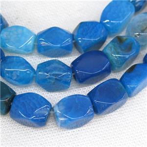blue Agate beads, faceted cuboid, approx 11-18mm