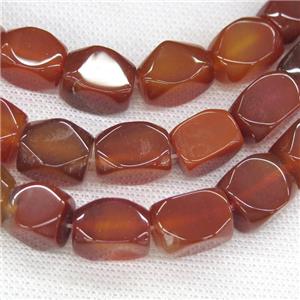 red Carnelian Agate beads, faceted cuboid, approx 11-18mm