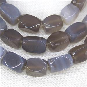 gray Agate beads, faceted cuboid, approx 11-18mm