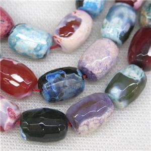 fire Agate Beads, faceted barrel, mixed color, approx 13-18mm