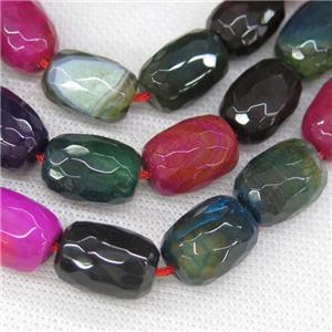 faceted Agate barrel Beads, mixed color, approx 13-18mm