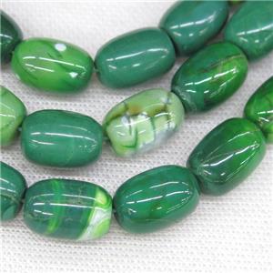 green Agate barrel beads, approx 13-18mm