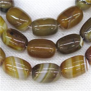 coffee stripe Agate barrel beads, approx 13-18mm