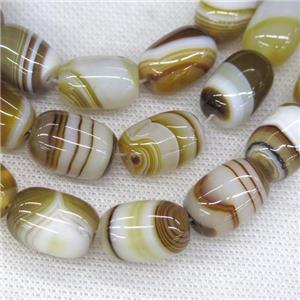 coffee stripe Agate barrel beads, approx 13-18mm