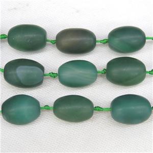 natural green Agate barrel beads, matte, approx 20-30mm