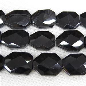 natural black Onyx Agate slab beads, faceted freeform, approx 18-25mm